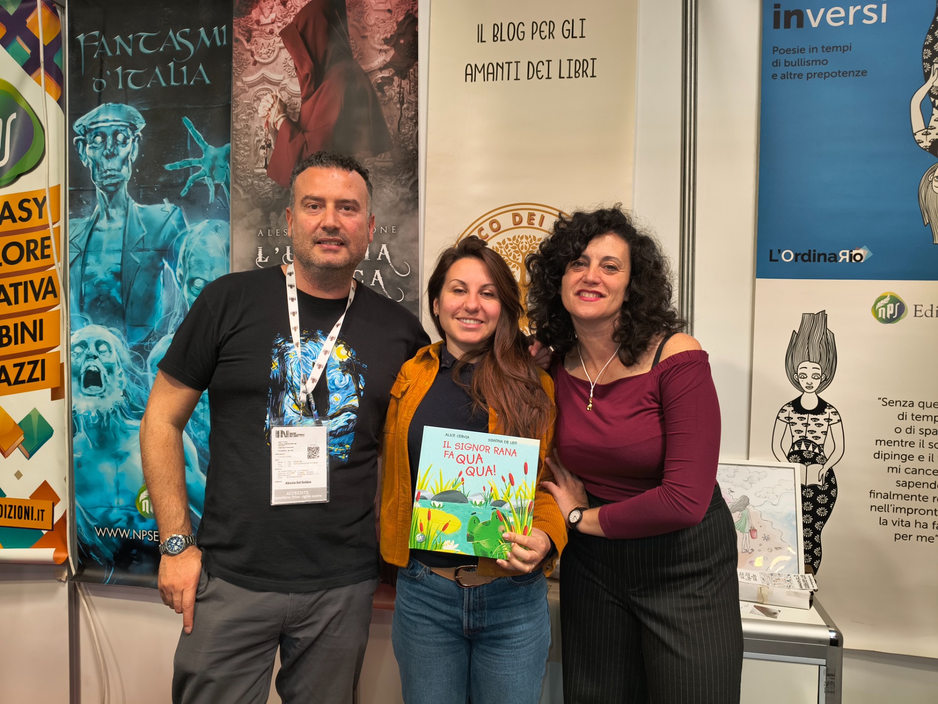 Alessio Del Debbio (direttore editoriale NPS Edizioni); Simona De Leo (illustratrice); Alice Cervia (scrittrice)
